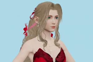 Aerith Red Dress Final-Fantasy, ffvii, Aerith, final, fantasy, female, girl, woman, people, xna, characters, animated